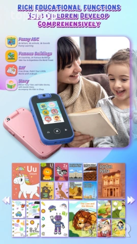 НОВ ЗАПЕЧАТАН В ЦЕЛОФАН Детски Смартфон с Тъчскрийн и Въртяща се Камера – Игри, Музика, Обучение ..., снимка 4 - Други - 53216736