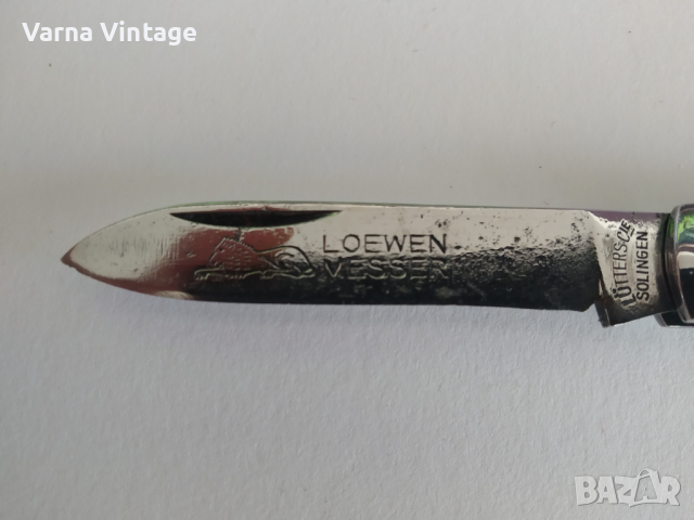 Стар колекционерски сгъваем нож Loewen Messer Solingen Германия. марк., снимка 5 - Колекции - 44908228