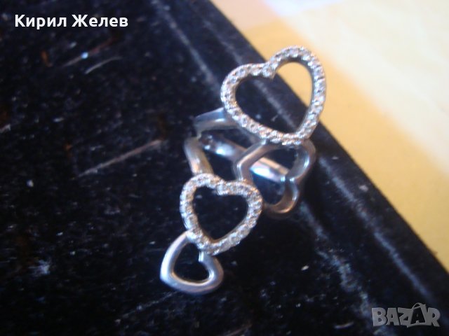 СКЪПОЦЕНЕН СРЕБЪРЕН СЪРЦЕВИДЕН ДИЗАЙНЕРСКИ ПРЪСТЕН СРЕБРО 925 с ЦИРКОНИ 20535, снимка 16 - Пръстени - 32998691