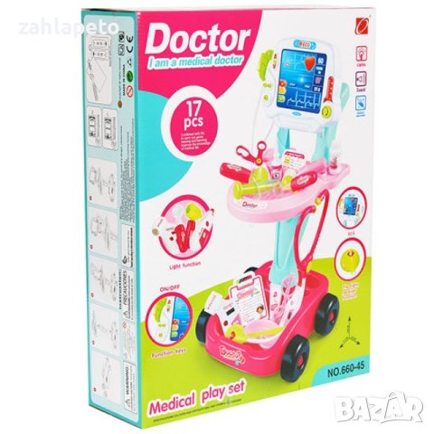 Комплект доктор на батерии с ЕКГ  - Розов, снимка 3 - Играчки за стая - 43298161