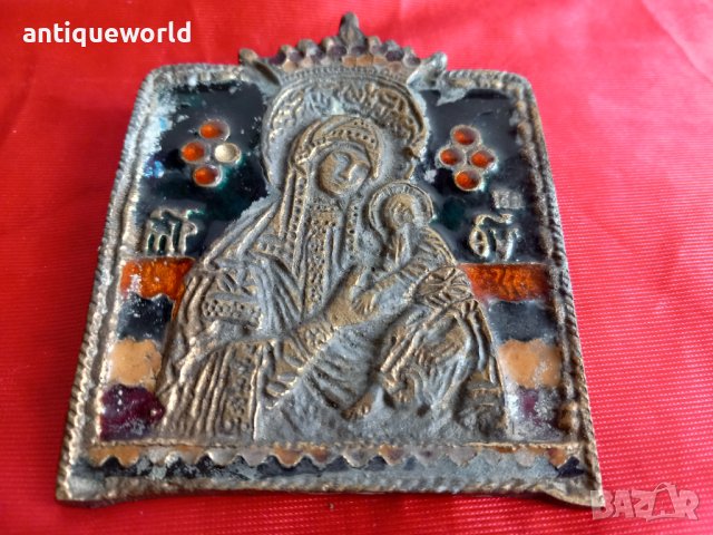 Изключително Рядка Нагръдна Руска ИКОНА Емайл, РТОВ, снимка 2 - Антикварни и старинни предмети - 43878811