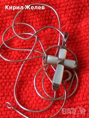 КРАСИВО СЕДЕФЕНО СРЕБЪРНО КРЪСТЧЕ с НЕЖНА СРЕБЪРНА ВЕРИЖКА СРЕБРО 925 ФИНА РЪЧНА РАБОТА 26898, снимка 13 - Колиета, медальони, синджири - 50337503