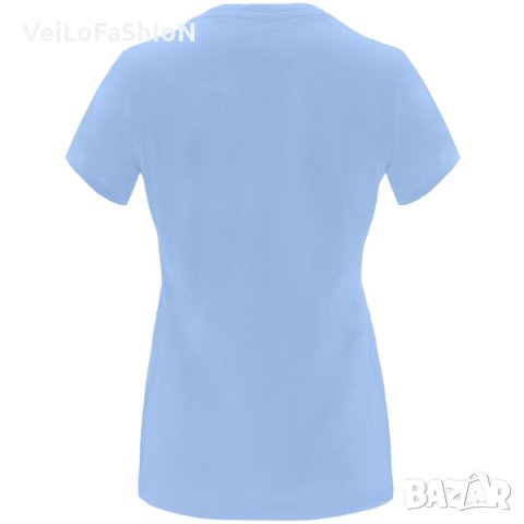 Нова дамска тениска HELLO SUMMER в светлосин цвят, снимка 2 - Тениски - 44139093