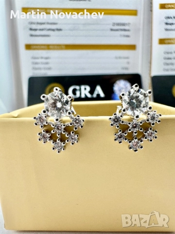 Сребърни обеци с мойсанит (Диамант) 0.5 карата, снимка 12 - Обеци - 52642209