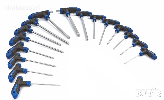 Комплект шестограми и торксове с ръкохватка STAHLMAYER 16 части в кутия, снимка 3 - Други инструменти - 51701004