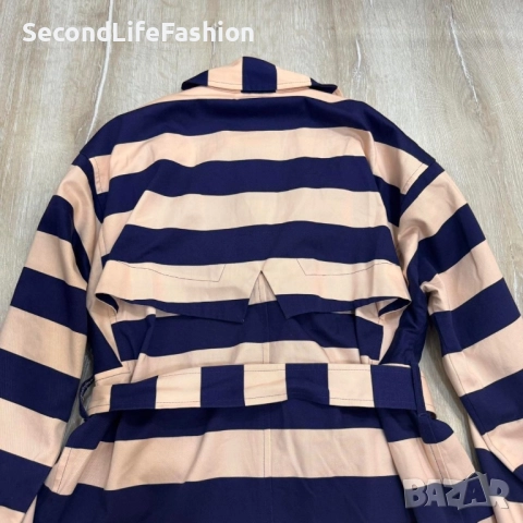 Дамски тренчкот Marimekko Kumu, размер 40, L/XL, памучно, лилаво-розово райета емблематично, снимка 5 - Якета - 52598706