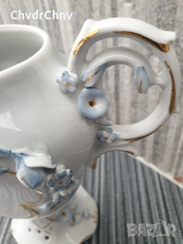 Dresden OK&Co ажурна ваза с дръжки 23см/Дрезден стара немска порцеланова ваза с капак, снимка 7 - Вази - 53506897