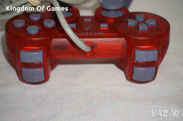 Много Рядък Оригинален Червен Прозрачен PSone Аналогов Контролер за PS1/PS2 в Отлично Състояние, снимка 9 - Аксесоари - 50085632