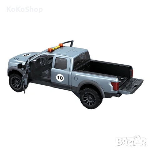 Пикап с мотор със звук и светлини/Пикап превозващ  мотоциклет, снимка 2 - Коли, камиони, мотори, писти - 53055919