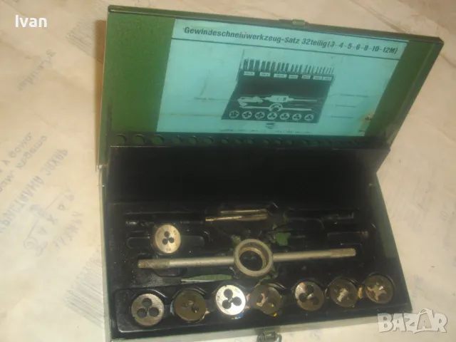 М3-М12 РЕЗБОНАРЕЗНИ МЕТЧИЦИ И ПЛАШКИ НЕПЪЛЕН КОМПЛЕКТ В МЕТАЛНА КУТИЯ СТАРО КАЧЕСТВО ЗА РЕЗБИ, снимка 15 - Други инструменти - 49775037