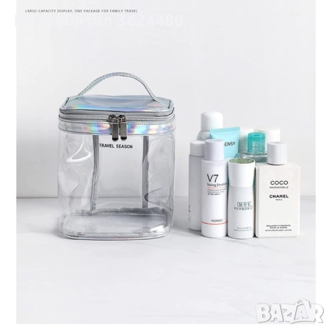 Прозрачна козметична чантичка  3982 вертикален, снимка 3 - Портфейли, портмонета - 52667225