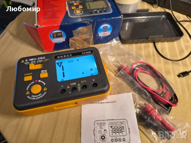 VC60B Цифров тестер за изолационно съпротивление, мегаомметър, омметър, мегерметър, 2GΩ,

, снимка 4 - Друга електроника - 50741470