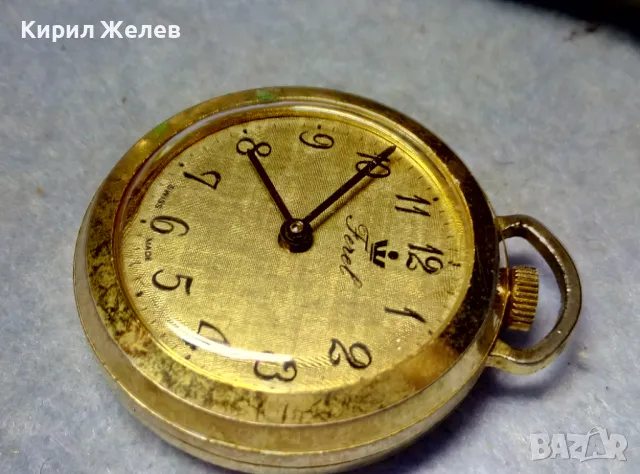 FEREL SWISS MADE Стар ОРНАМЕНТИРАН ЛУКСОЗЕН МЕХАНИЧЕН ПОЗЛАТЕН ШВЕЙЦАРСКИ ДЖОБЕН ЧАСОВНИК 50105, снимка 5 - Антикварни и старинни предмети - 49487822