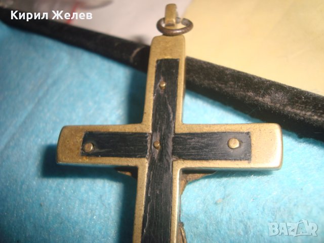 СТАРИНЕН ЙЕРУСАЛИМСКИ БРОНЗОВ КРЪСТ РАЗПЯТИЕ с МАСЛИНОВО ДЪРВО РЪЧНА ИЗРАБОТКА РЯДЪК ЙЕРУСАЛИМ 18140, снимка 9 - Антикварни и старинни предмети - 34896347