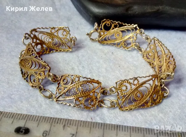 СТАРИННА ПОЗЛАТЕНА ФИЛИГРАННА СРЕБЪРНА ГРИВНА СРЕБРО 925 РЪЧНА МАЙСТОРСКА ФИНА РЕТРО ИЗРАБОТКА 47942, снимка 10 - Антикварни и старинни предмети - 48467795