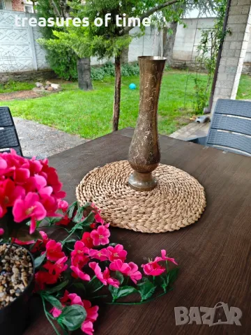 Ръчно изработена месингова ваза | Етно мотиви | Декоративна антикварна ваза, снимка 2 - Антикварни и старинни предмети - 50064680