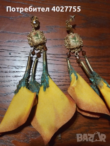 Обеци цветя с гоблен. Ръчна изработка , снимка 3 - Обеци - 52365817