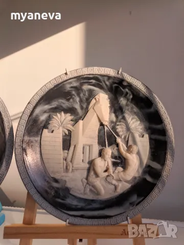 Гръцки барелефи , ръчно изработени,  "Троянски кон" , ,, " Хектор и Андромаха ". , снимка 4 - Декорация за дома - 47751623