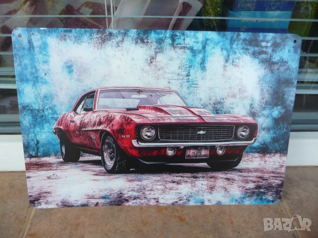 Метална табела кола Chevrolet Camaro Z28 1969 автомобил американски V8 спортно окачване спирачки