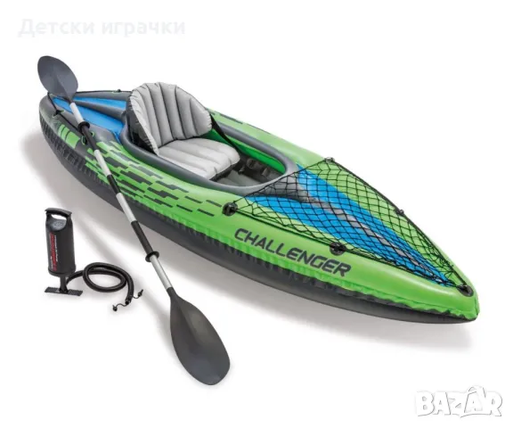 Надуваем каяк Challenger K1 Intex, единичен, 274x76 см, PVC, яркозелен, до 100кг