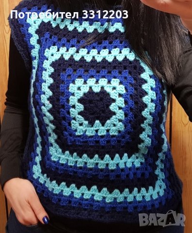 дамски ръчно плетен пуловер М размер без ръкави, снимка 1