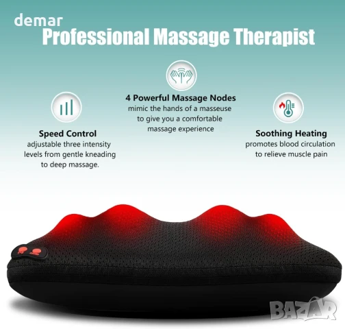 WOQQW Масажна възглавница с топлина, Шиацу масажор, Дълбок масаж, снимка 5 - Масажори - 50796702