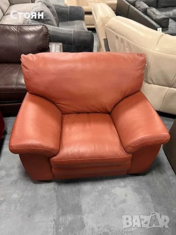 Светло кафяв кожен фотьойл, снимка 7 - Дивани и мека мебел - 40781623