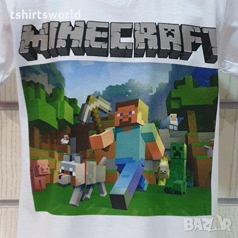Нова бяла детска тениска с дигитален печат MINECRAFT (Майнкрафт), снимка 8 - Детски тениски и потници - 32607577