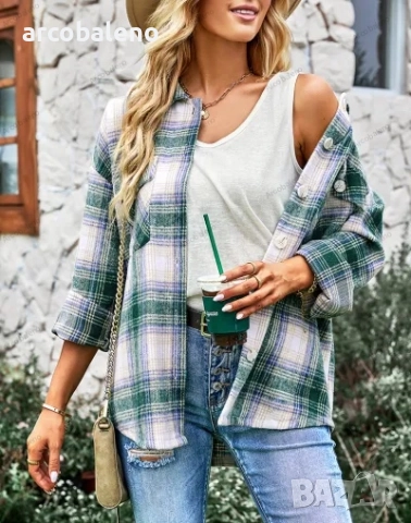 Дамска ежедневна риза-яке със средна дължина и дълги ръкави, 2цвята , снимка 10 - Якета - 51471489