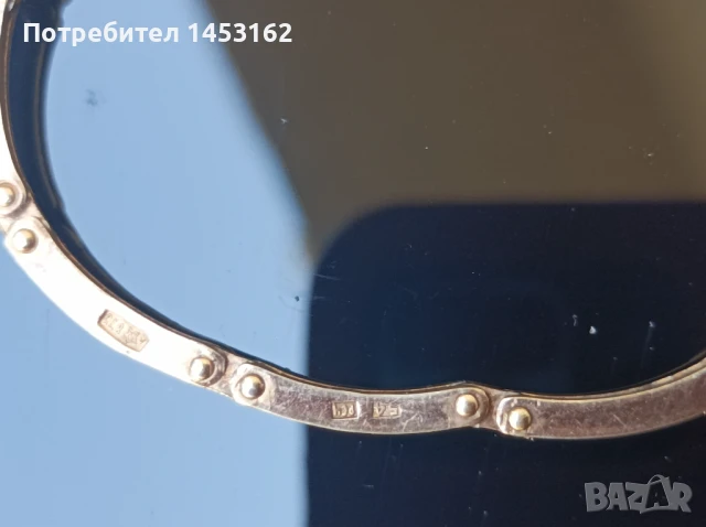 Руска сребърна гривна с позлата и планински кристали , снимка 4 - Гривни - 51242733