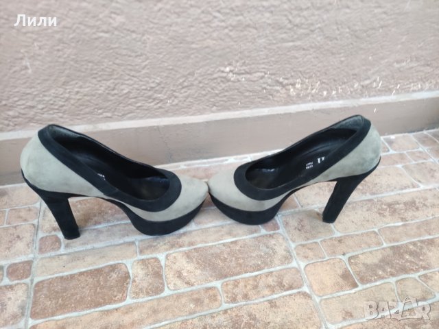 Стилни дамски велурени обувки с токчета, снимка 5 - Дамски обувки на ток - 34590386