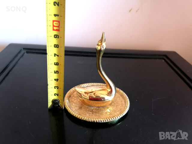 Стара Позлатена Фигурка-Лебед, снимка 6 - Колекции - 44871816