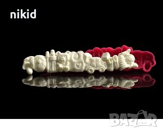 редица бебешки мече лигавник кола силиконов молд кант борд фондан шоколад декор, снимка 3 - Форми - 37349067