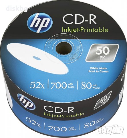 CD-R HP printable full face, 700 MB, 52x - празни дискове, снимка 1 - Друга електроника - 33427921