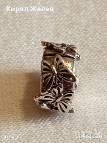 Клипс талисман за гривна Пандора сребро с декорация пеперуди 52418, снимка 8 - Гривни - 52718413