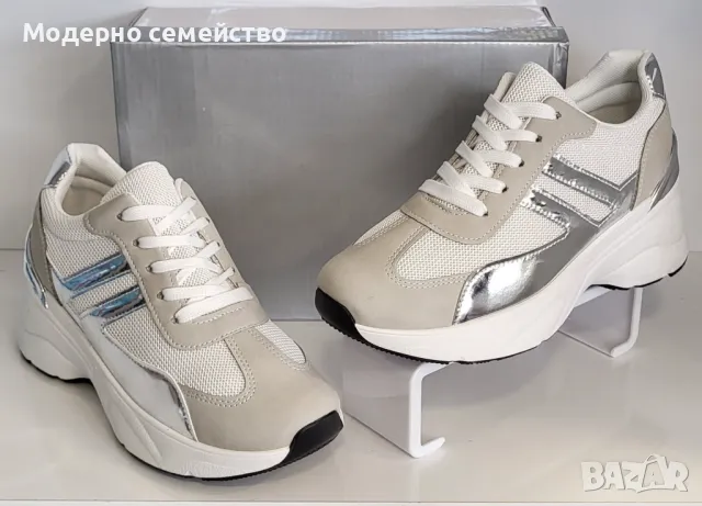 Стилни дамски маратонки в бяло , снимка 1