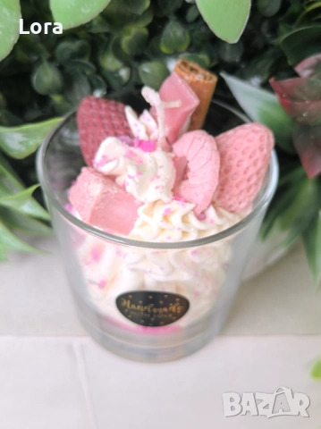 Ароматна ръчно изработена свещ, аромат сладък банан, снимка 2 - Декорация за дома - 53565789