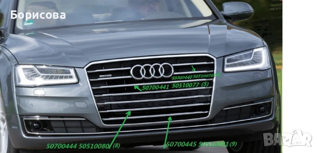 Ауди А8 Audi A8 решетка- лайсни , снимка 2 - Части - 50641835