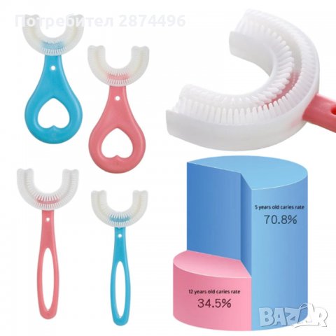 3694 U-образна силиконова четка за зъби за деца, снимка 18 - Други - 37875882
