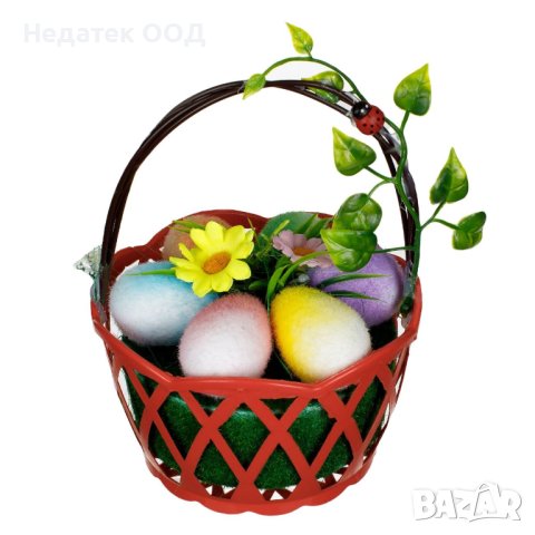 Великденска кошница за украса, яйца и цветя, 13,5x19 см