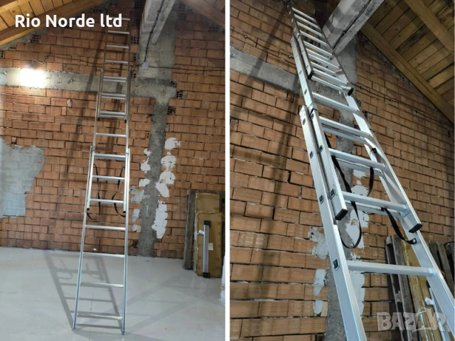 Стълба алуминиева трираменна 3х7 4.76м 150кг, снимка 3 - Други инструменти - 53602781