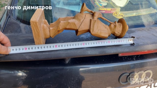 дървена статуетка  музикант , снимка 3 - Антикварни и старинни предмети - 37412938