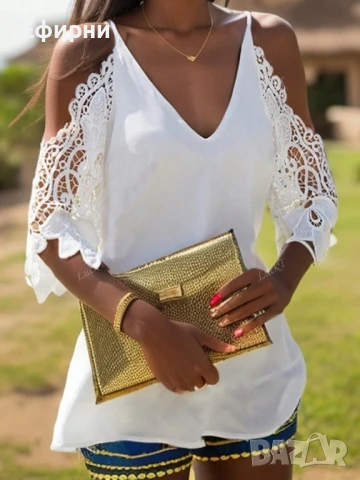 Бяла блуза дантела, Бяла блуза, Нежна блуза, снимка 3 - Корсети, бюстиета, топове - 51150608