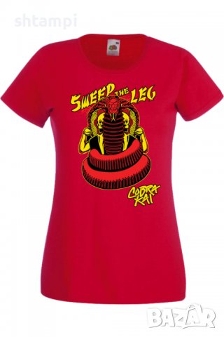 Дамска тениска Cobra Kai sweep the leg,Филм,Игра,superhero,Изненада,Подарък,Повод,, снимка 3 - Тениски - 37727979