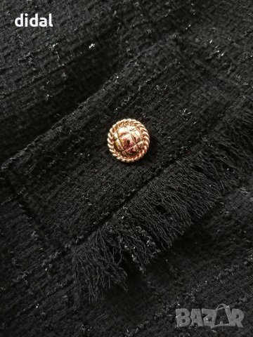 Бутикова букле пола в черно с лъскава нишка , снимка 3 - Поли - 43852423