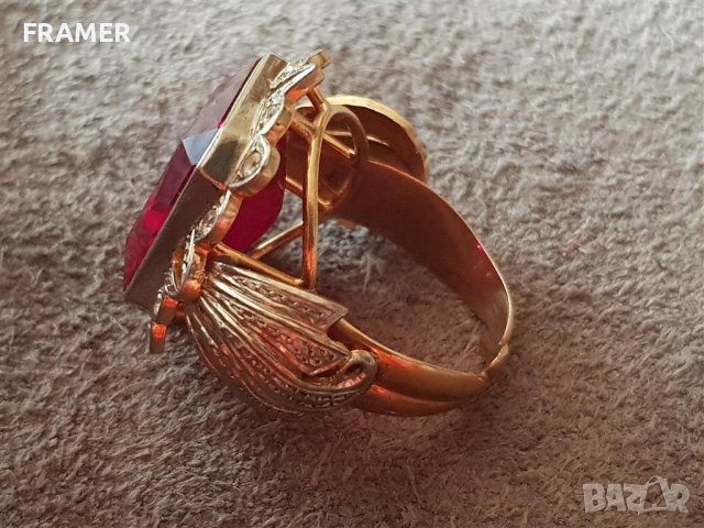 ЗЛАТЕН 18 КАРАТА с огромен РУБИН ръчен елегантен пръстен злато, снимка 11 - Пръстени - 40240100