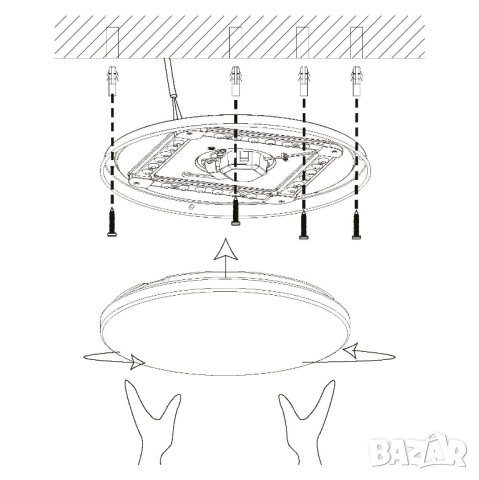 EGLO LED таванна лампа »POGLIOLA-S«, звездно небе, кристален ефект, модерна, таванна лампа Ø 50см, снимка 5 - Лампи за таван - 43834986
