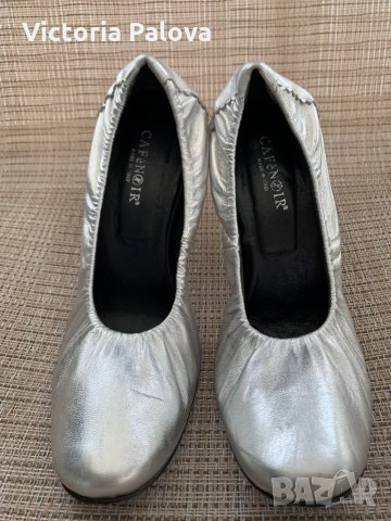 Уникални скъпи сребристи обувки CAFENOIR Италия, снимка 14 - Дамски обувки на ток - 33198245