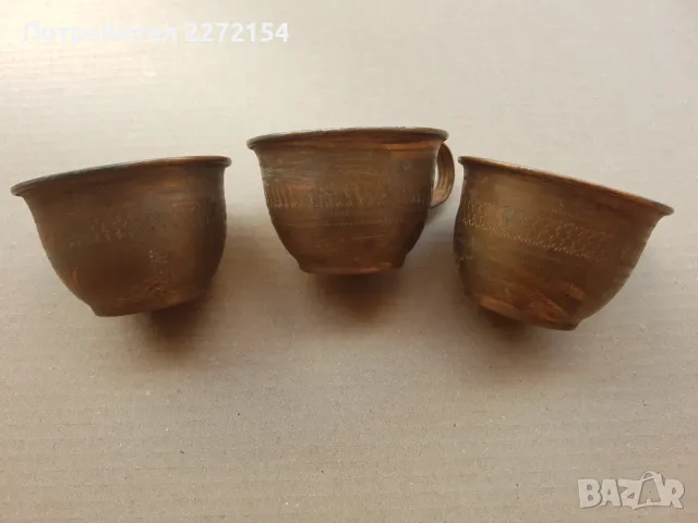 Бакърена чаша 3 бр, снимка 2 - Антикварни и старинни предмети - 50419601