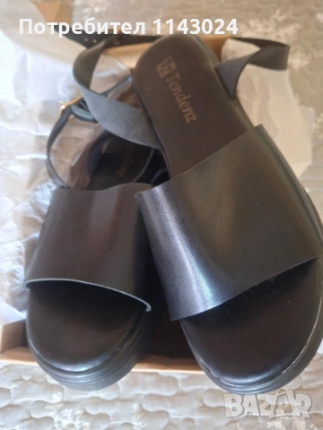 Дамски нови  кожени сандали 38 номер ,в черен цвят, снимка 1